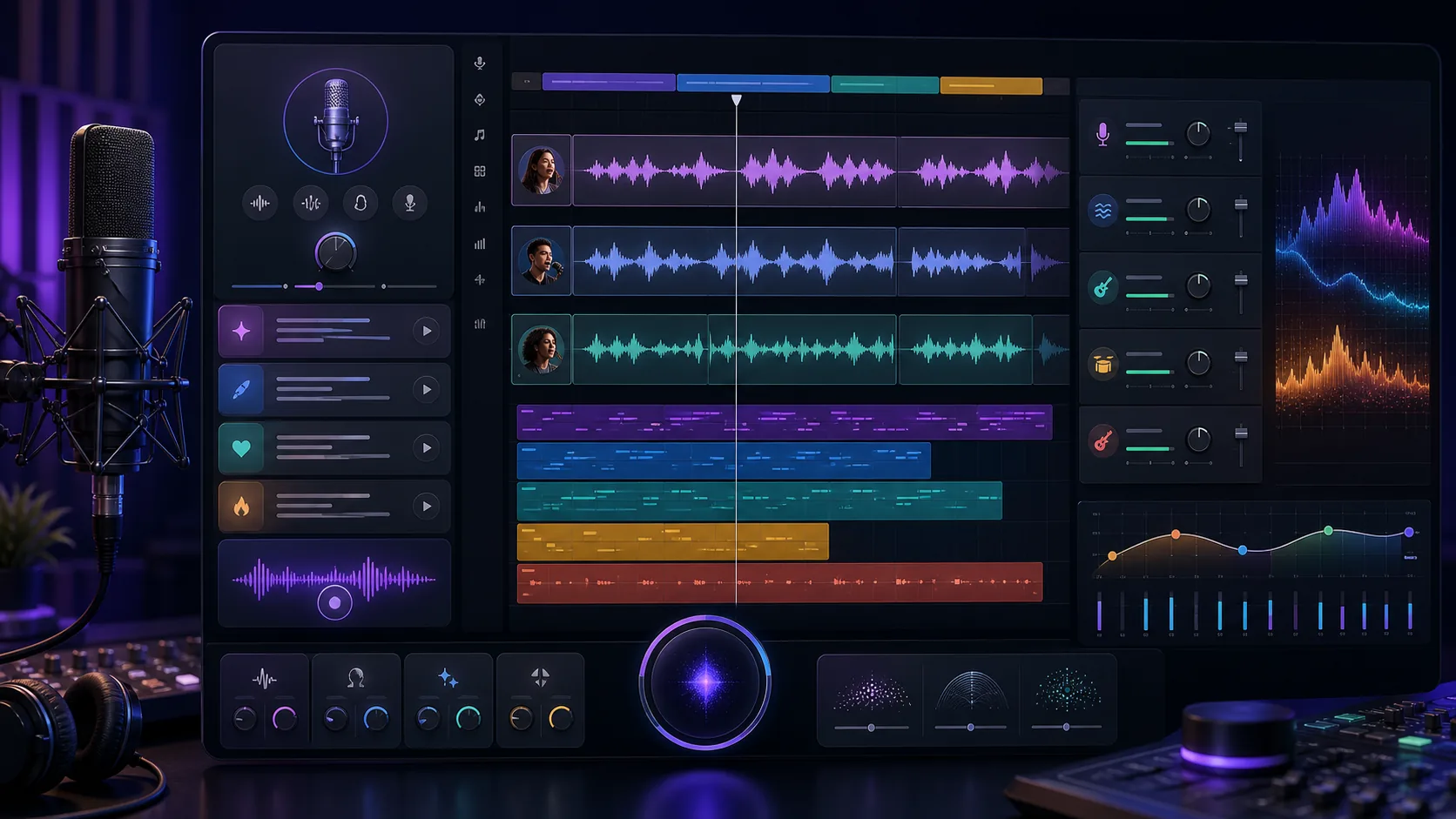 MusicAny AI music generator with vocals showing vocal waveforms and lyric prompt controls